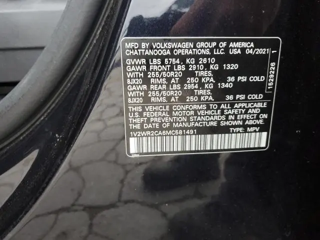 2021 VOLKSWAGEN ATLAS SE