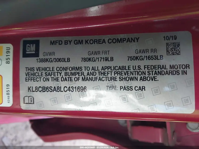 2020 CHEVROLET SPARK FWD LS AUTOMATIC