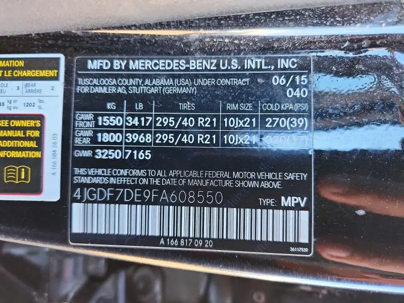 2015 MERCEDES-BENZ GL 550 4MATIC  