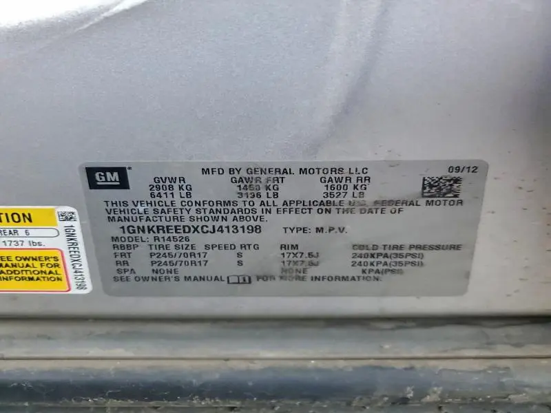 2012 CHEVROLET TRAVERSE LS  