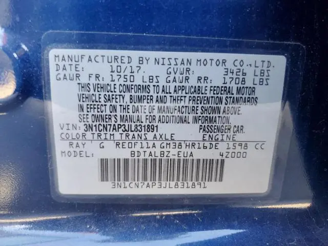 2018 NISSAN VERSA S