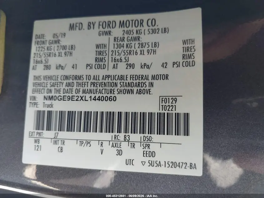 2020 FORD TRANSIT CONNECT XL PASSENGER