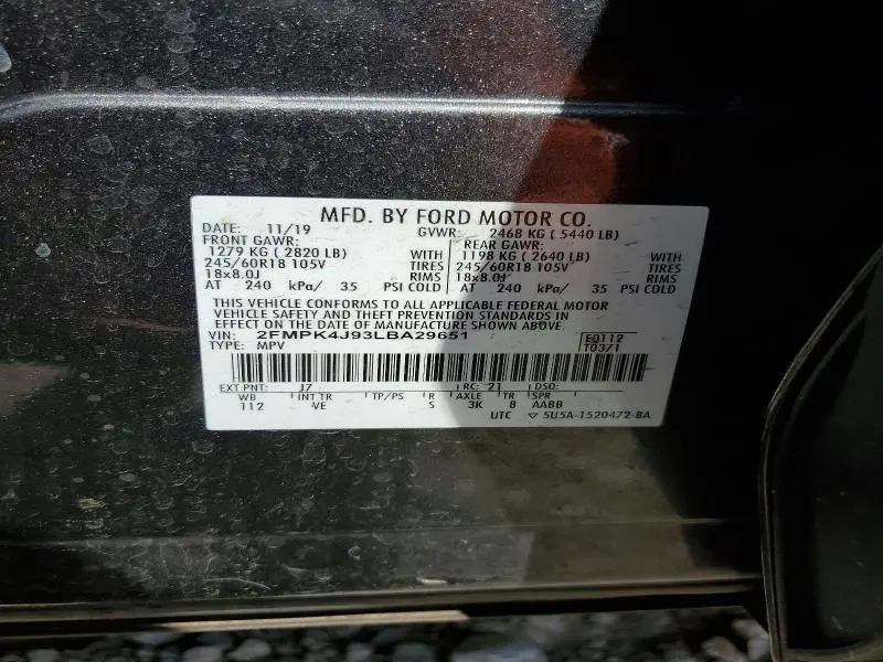 2020 FORD EDGE SEL  