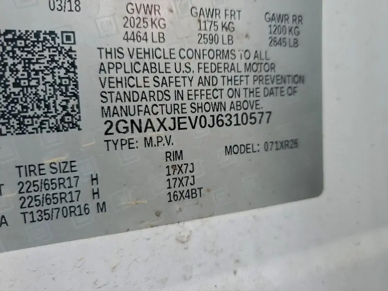 2018 CHEVROLET EQUINOX LT  