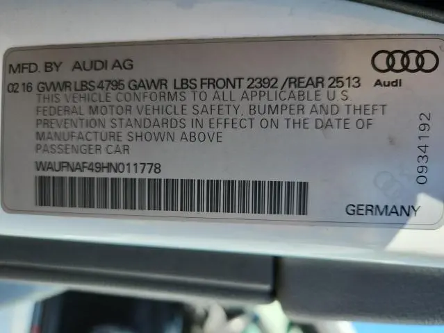 2017 AUDI A4 PRESTIGE  