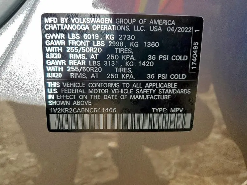 2022 VOLKSWAGEN ATLAS SE  