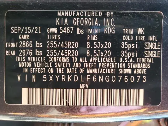 2022 KIA SORENTO SX  