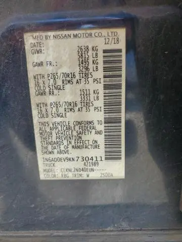 2019 NISSAN FRONTIER S