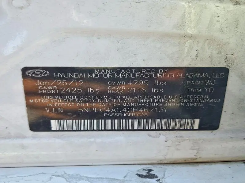 2012 HYUNDAI SONATA LIMITED  