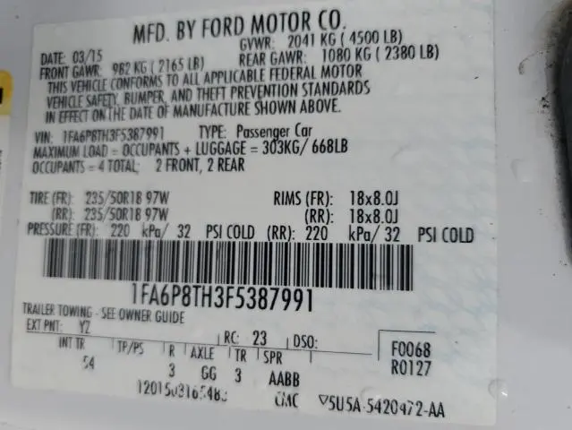 2015 FORD MUSTANG   