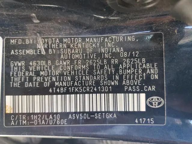 2012 TOYOTA CAMRY BASE  