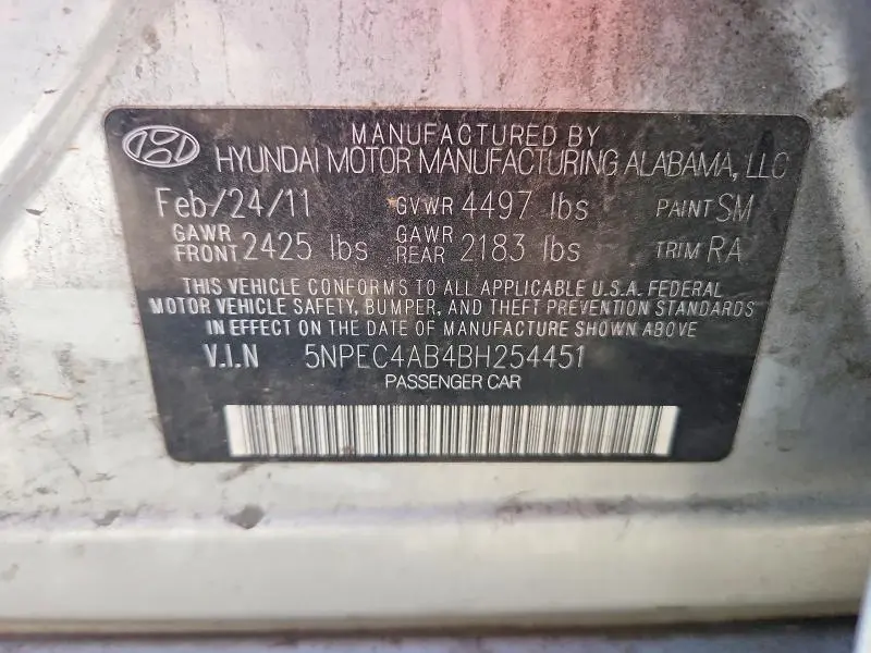2011 HYUNDAI SONATA SE 2.0T  
