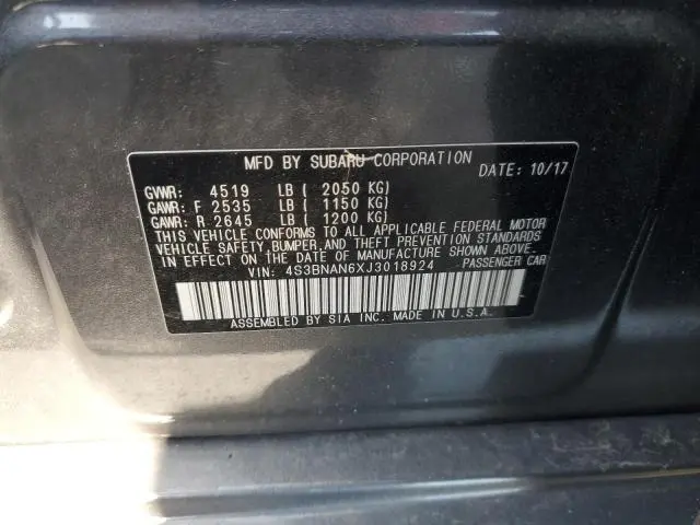 2018 SUBARU LEGACY 2.5I LIMITED