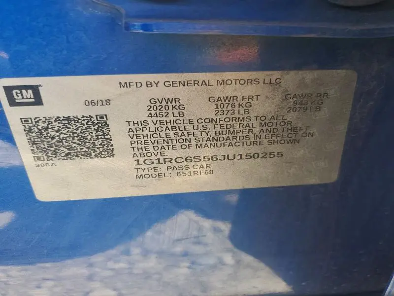 2018 CHEVROLET VOLT LT  
