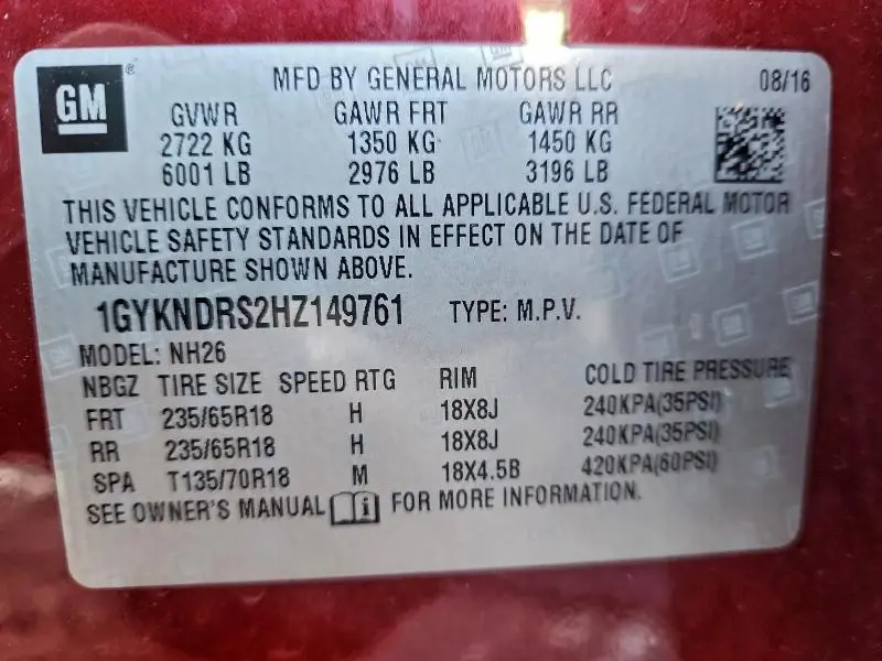 2017 CADILLAC XT5 LUXURY  