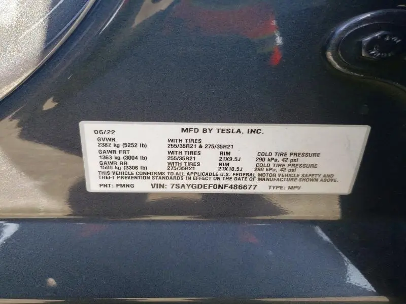 2022 TESLA MODEL Y   