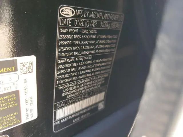 2020 LAND ROVER RANGE ROVER SPORT P525 HSE  