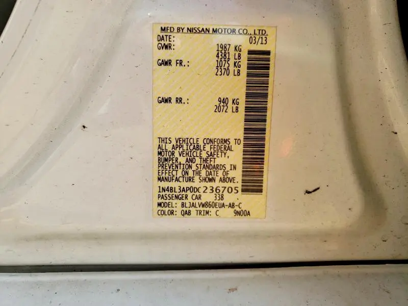 2013 NISSAN ALTIMA 3.5 S  