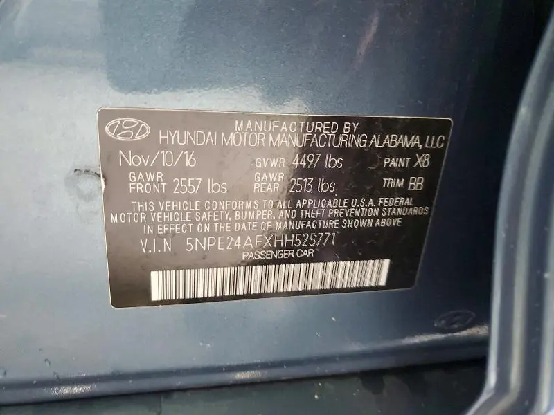 2017 HYUNDAI SONATA SE  