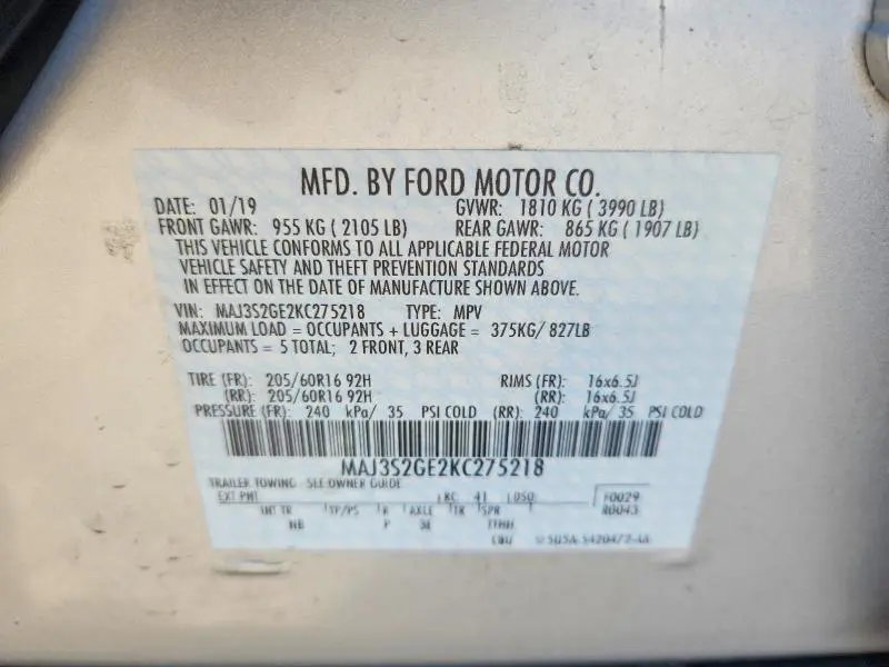 2019 FORD ECOSPORT SE  