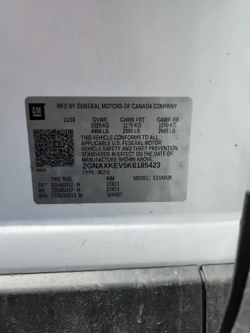 2019 CHEVROLET EQUINOX LT  