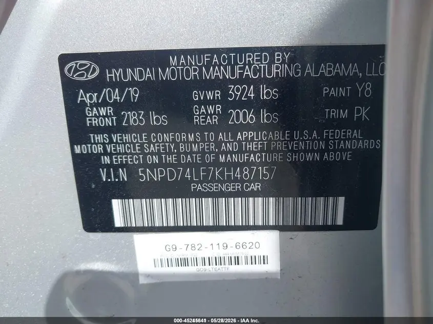 2019 HYUNDAI ELANTRA SE