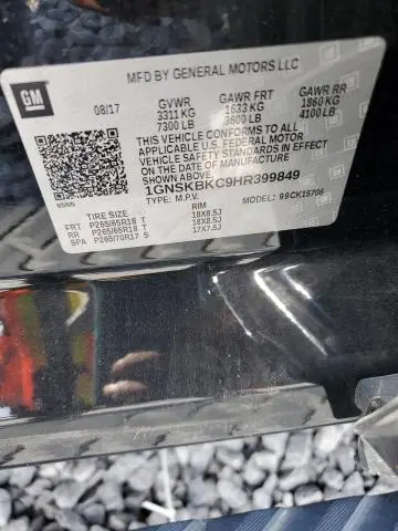 2017 CHEVROLET TAHOE K1500 LT  