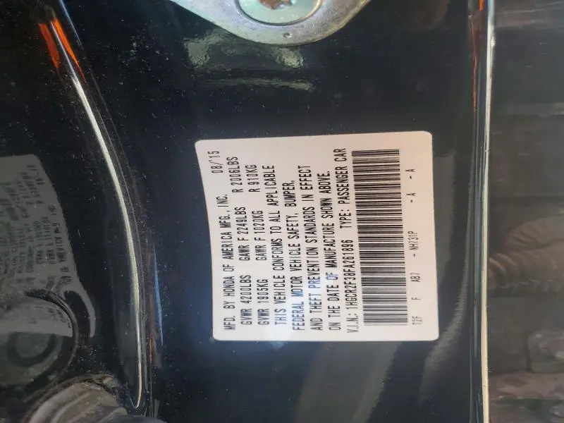 2015 HONDA ACCORD LX  