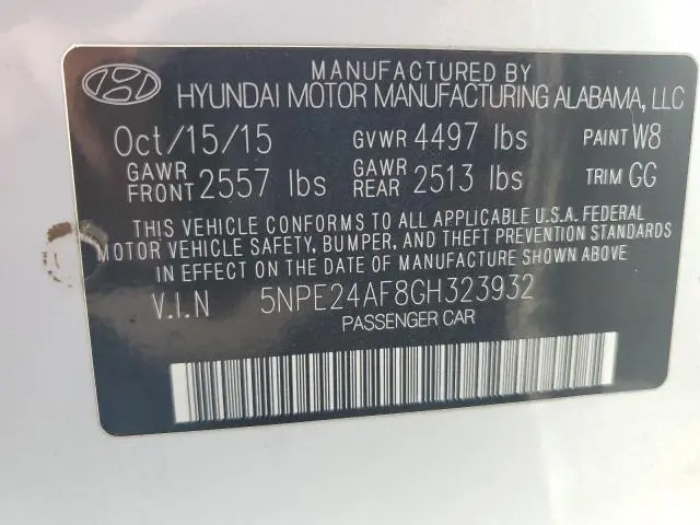 2016 HYUNDAI SONATA SE