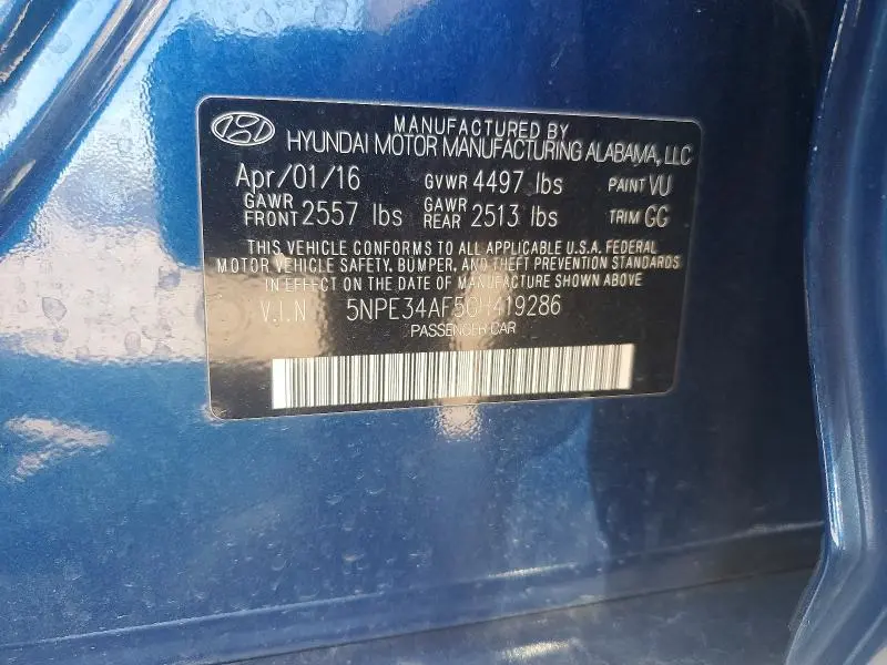 2016 HYUNDAI SONATA LIMITED  