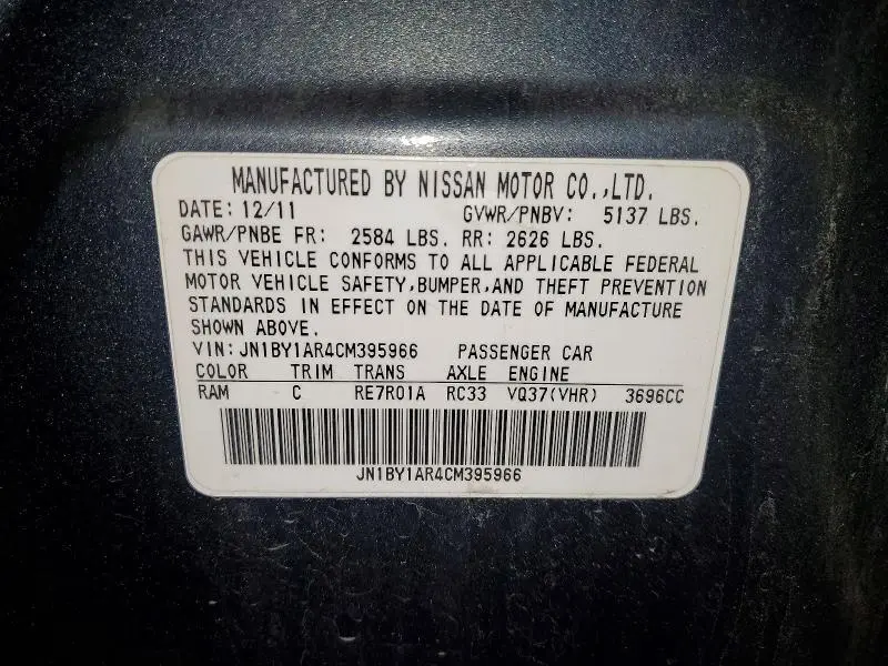 2012 INFINITI M37 X  