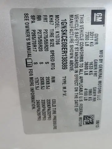 2014 CHEVROLET TAHOE K1500 LTZ  