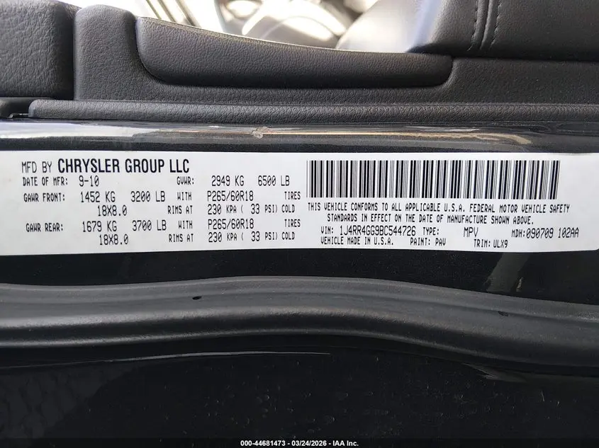 2011 JEEP GRAND CHEROKEE LAREDO