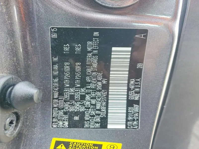 2015 TOYOTA HIGHLANDER XLE  