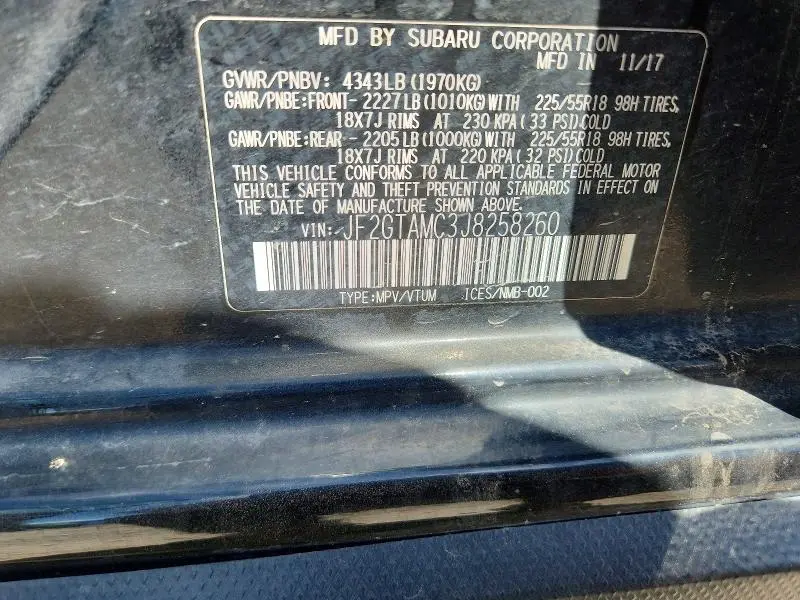 2018 SUBARU CROSSTREK LIMITED  