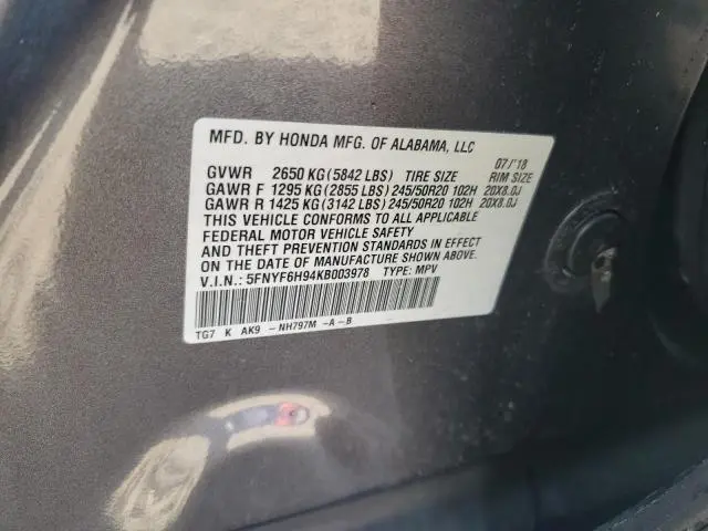 2019 HONDA PILOT TOURING