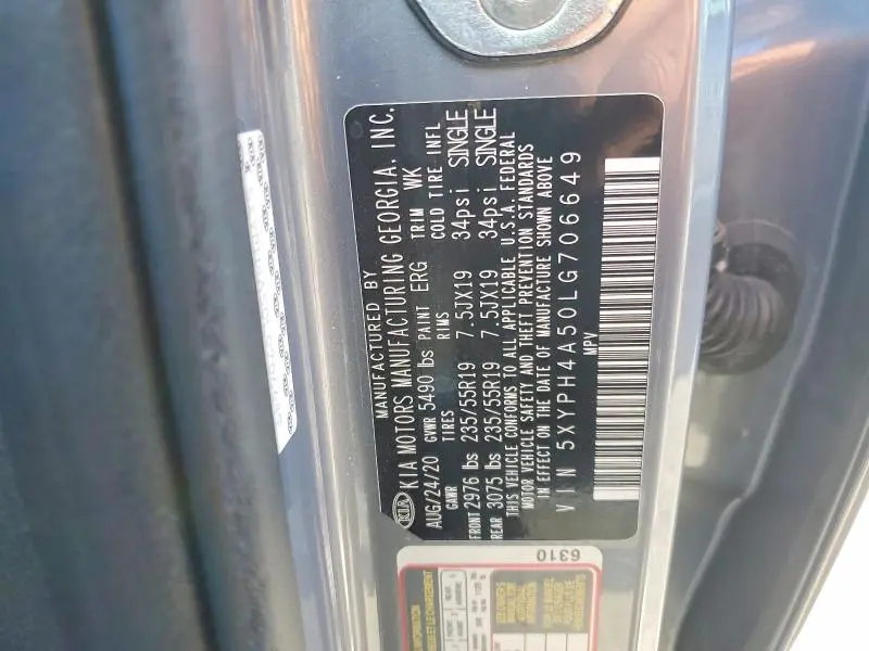 2020 KIA SORENTO EX V6  