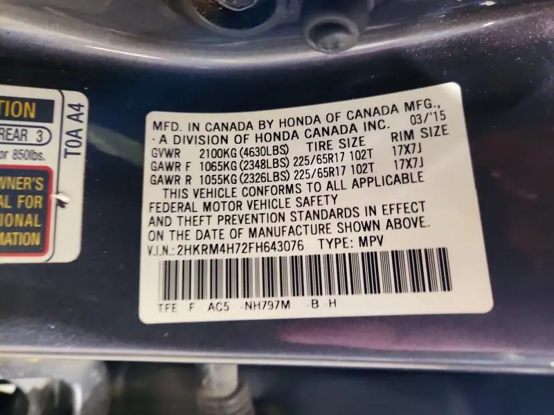 2015 HONDA CR-V EXL  