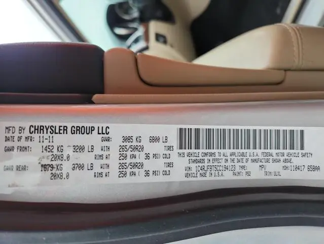 2012 JEEP GRAND CHEROKEE LIMITED  