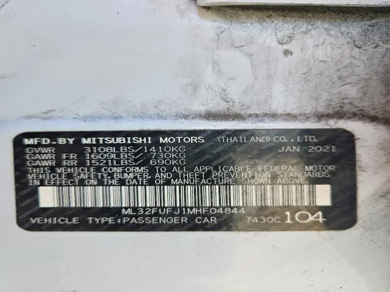 2021 MITSUBISHI MIRAGE G4 ES  