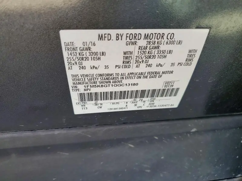 2016 FORD EXPLORER SPORT  