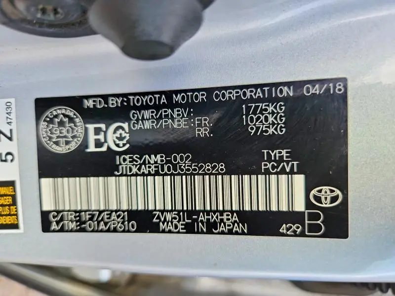 2018 TOYOTA PRIUS TWO ECO  