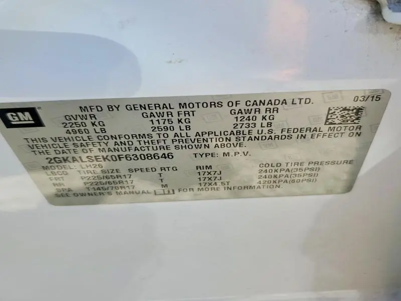2015 GMC TERRAIN SLT  
