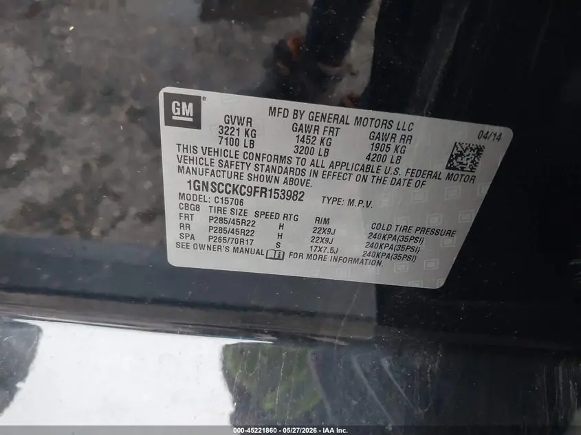 2015 CHEVROLET TAHOE LTZ