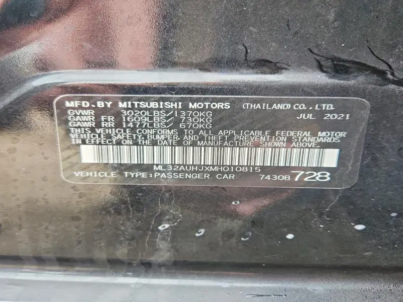 2021 MITSUBISHI MIRAGE ES  