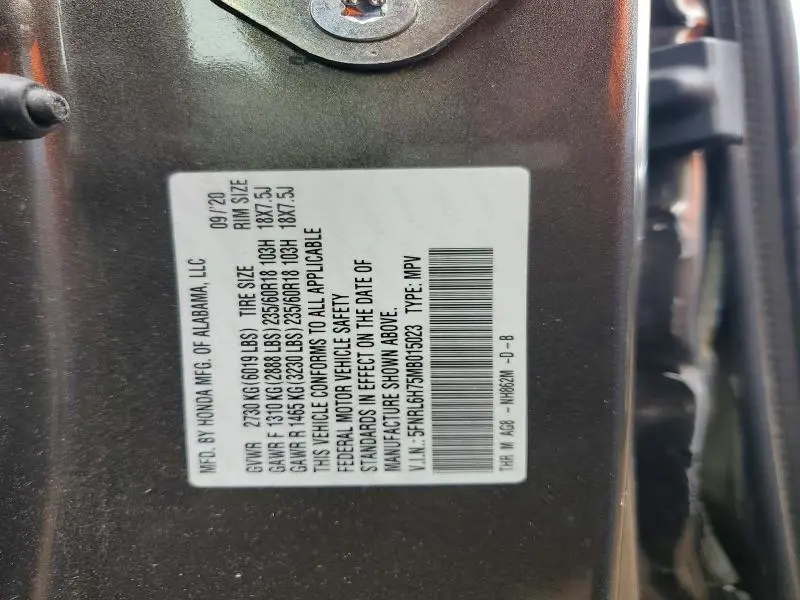2021 HONDA ODYSSEY EXL  