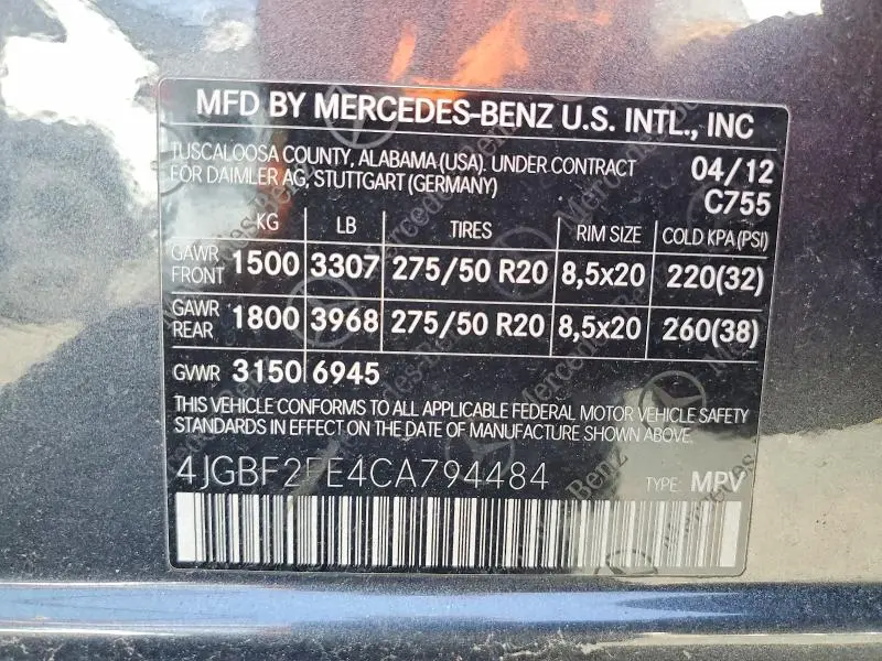 2012 MERCEDES-BENZ GL 350 BLUETEC  