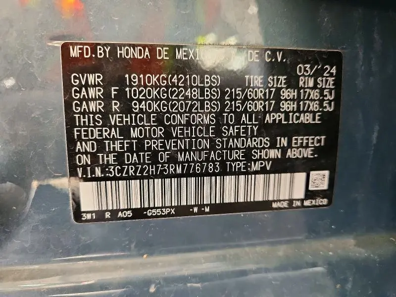 2024 HONDA HR-V EXL  