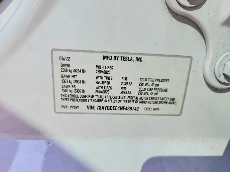 2022 TESLA MODEL Y   