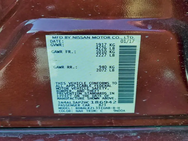 2017 NISSAN ALTIMA 2.5  